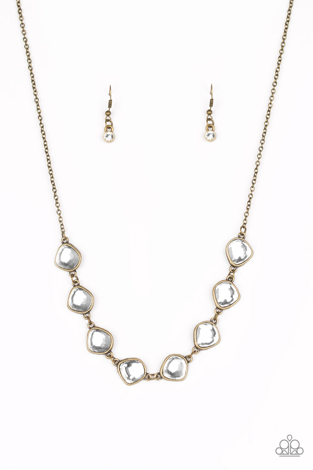 The Imperfectionist - Brass rhinestone Necklace Paparazzi Accessories