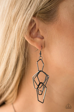 Five Sided Fabulous Black Gunmetal Earrings Paparazzi Accessories