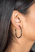 Load image into Gallery viewer, Another Day, Another Slay - Black Gunmetal Hoop Earring Paparazzi Accessories