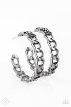 Load image into Gallery viewer, Breaking Chains Black Hoop Earring Paparazzi Accessories