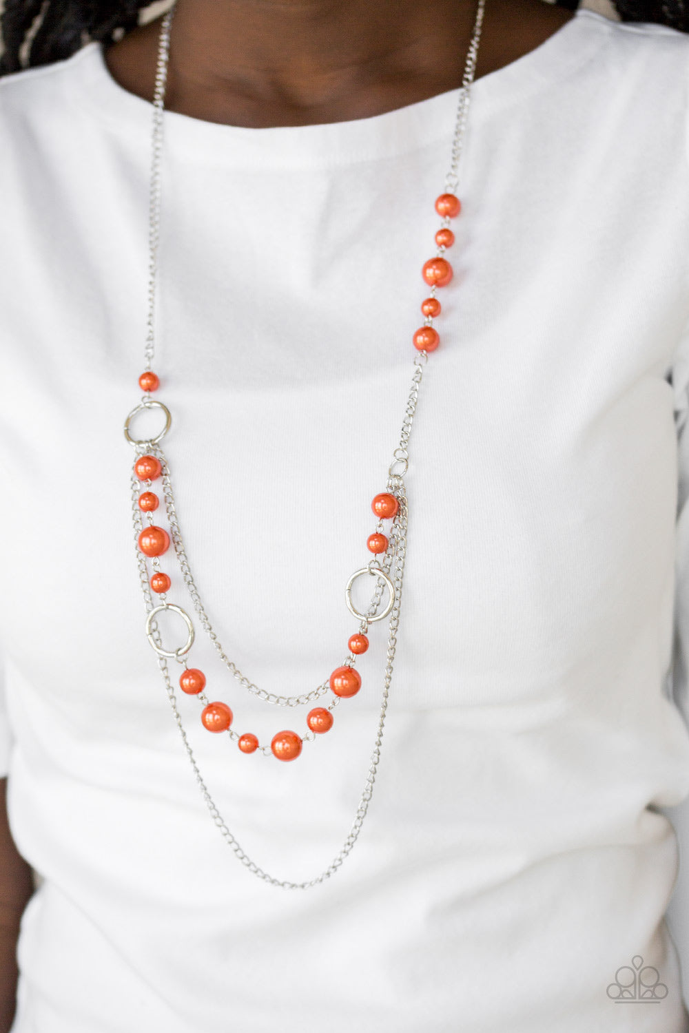 Party Dress Princess Orange Pearl Necklace Paparazzi Accessories