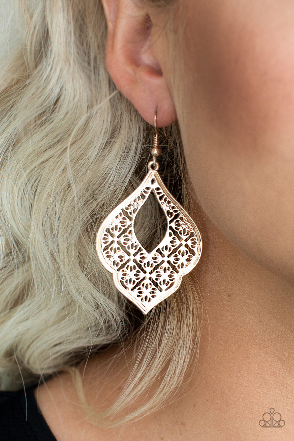 Totally Taj Mahal Rose Gold Earrings Paparazzi Accessories