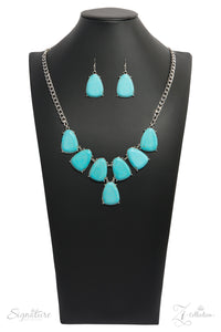 2018 Zi,blue,crackle stone,short necklace,silver,The Geraldine Zi Collection Necklace