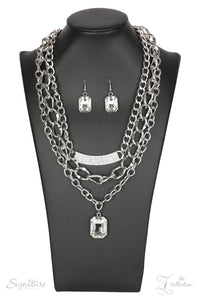 2018 Zi,short necklace,silver,white,The Stacy Zi Collection Necklace