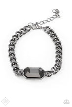 Load image into Gallery viewer, Command and Conqueror Black Gunmetal Rhinestone Bracelet Paparazzi Accessories