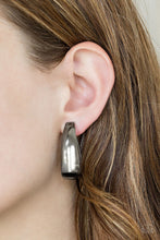 Load image into Gallery viewer, Gypsy Belle Black Gunmetal Hoop Earrings Paparazzi Accessories