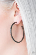 Load image into Gallery viewer, Girl Gang Black Hoop Earring Paparazzi Accessories