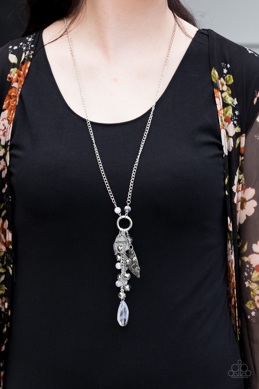 Hearts Content Silver Necklace Paparazzi Accessories