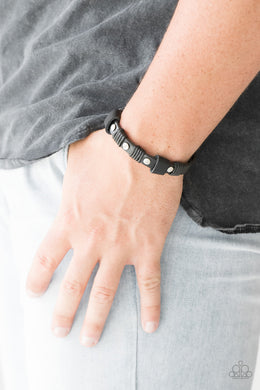 Road Burner - Black Leather Urban Bracelet Paparazzi Accessories