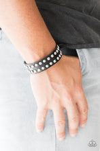 Load image into Gallery viewer, Biker Bold Black Leather Urban Bracelet Paparazzi Accessories