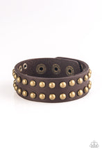 Load image into Gallery viewer, Biker Bold Brown Leather Urban Bracelet Paparazzi Accessories