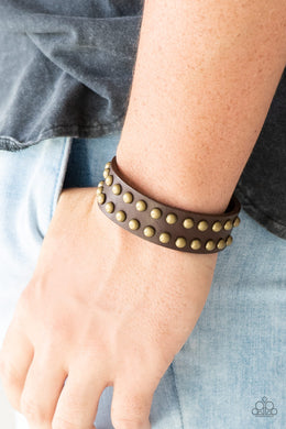 Biker Bold Brown Leather Urban Bracelet Paparazzi Accessories