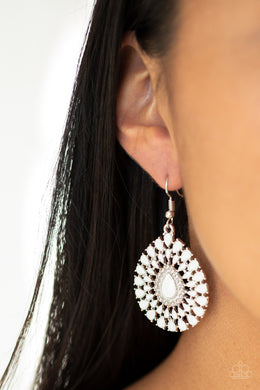 City Chateau - White Earrings Paparazzi Accessories