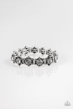 Load image into Gallery viewer, Strut Your Stuff Silver Rhinestone Stretchy Bracelet Paparazzi Accessories