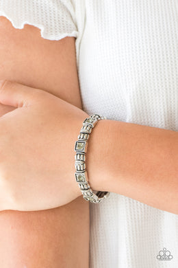 Metro Marvelous Silver Rhinestone Stretchy Bracelet Paparazzi Accessories