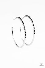 Load image into Gallery viewer, Chic Classic Black Rhinestone Hoop Earring Paparazzi Accessories