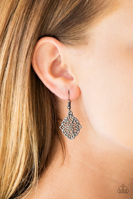 Flirty Florals Black Earrings Paparazzi Accessories