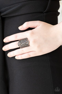 The Way You Make me Frill Black Gunmetal Ring Paparazzi Accessories