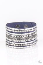 Load image into Gallery viewer, Rhinestone Rumble - Blue Wrap Bracelet Paparazzi Accessories