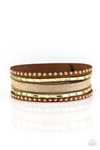 Load image into Gallery viewer, Seize The Sass Brass Leather Wrap Bracelet Paparazzi Accessories