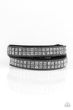 Load image into Gallery viewer, Rock Band Refinement Black Leather Double Wrap Bracelet Paparazzi Accessories