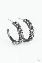 Load image into Gallery viewer, Glitter Galaxy Black Gunmetal Hoop Earrings Paparazzi Accessories