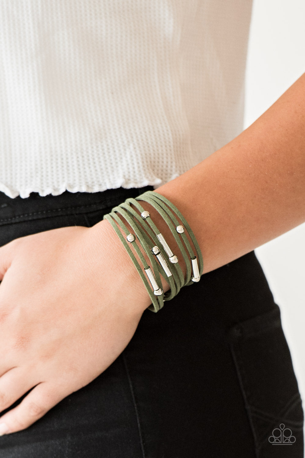 Back to Backpacker Green Bracelet Paparazzi Accessories