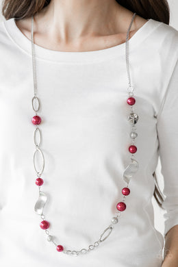 All About Me Red Pearl Necklace Paparazzi Accessories