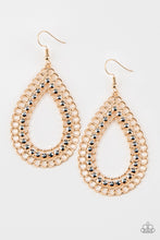 Load image into Gallery viewer, Mechanical Marvel Gold Rhinestone Earring Paparazzi Accessories