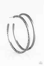Load image into Gallery viewer, Dangerously Dynamic Black Gunmetal Hoop Earring Paparazzi Accessories