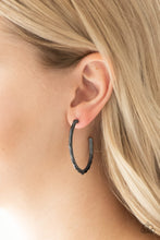 Load image into Gallery viewer, Danger Zone Black Hoop Earring Paparazzi Accessories