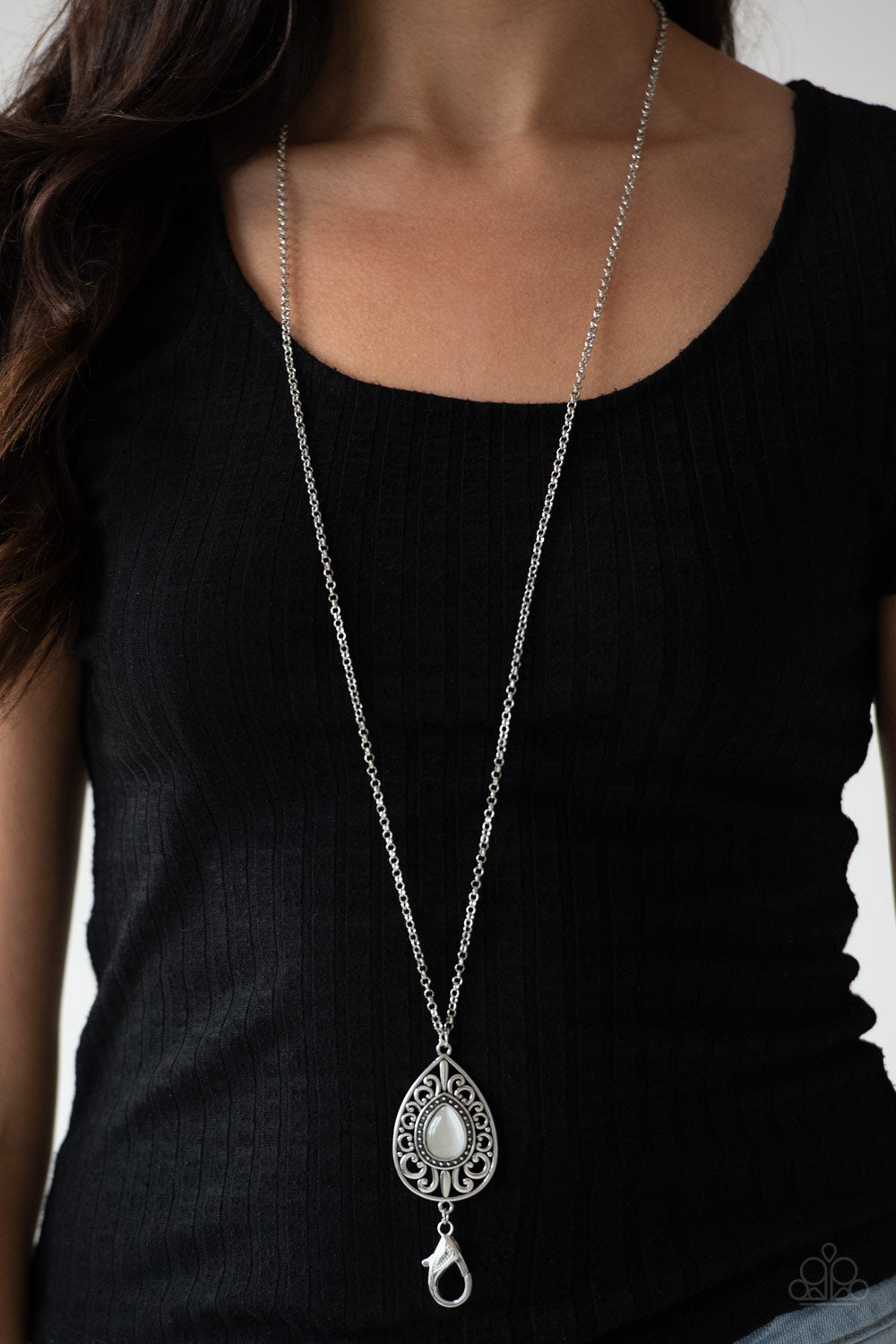 Modern Majesty White Moonstone Lanyard Paparazzi Accessories