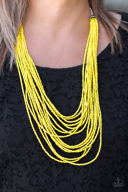 Peacefully Pacific Yellow Seed Bead Necklace Paparazzi Accessories