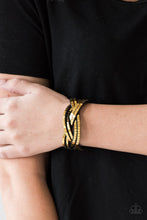 Load image into Gallery viewer, Looking For Trouble Gold Leather Wrap Bracelet Paparazzi Accessories