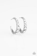 Load image into Gallery viewer, Welcome to Glam Town White Hoop Earrings Paparazzi Accessories