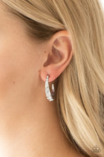 Load image into Gallery viewer, Welcome to Glam Town White Hoop Earrings Paparazzi Accessories
