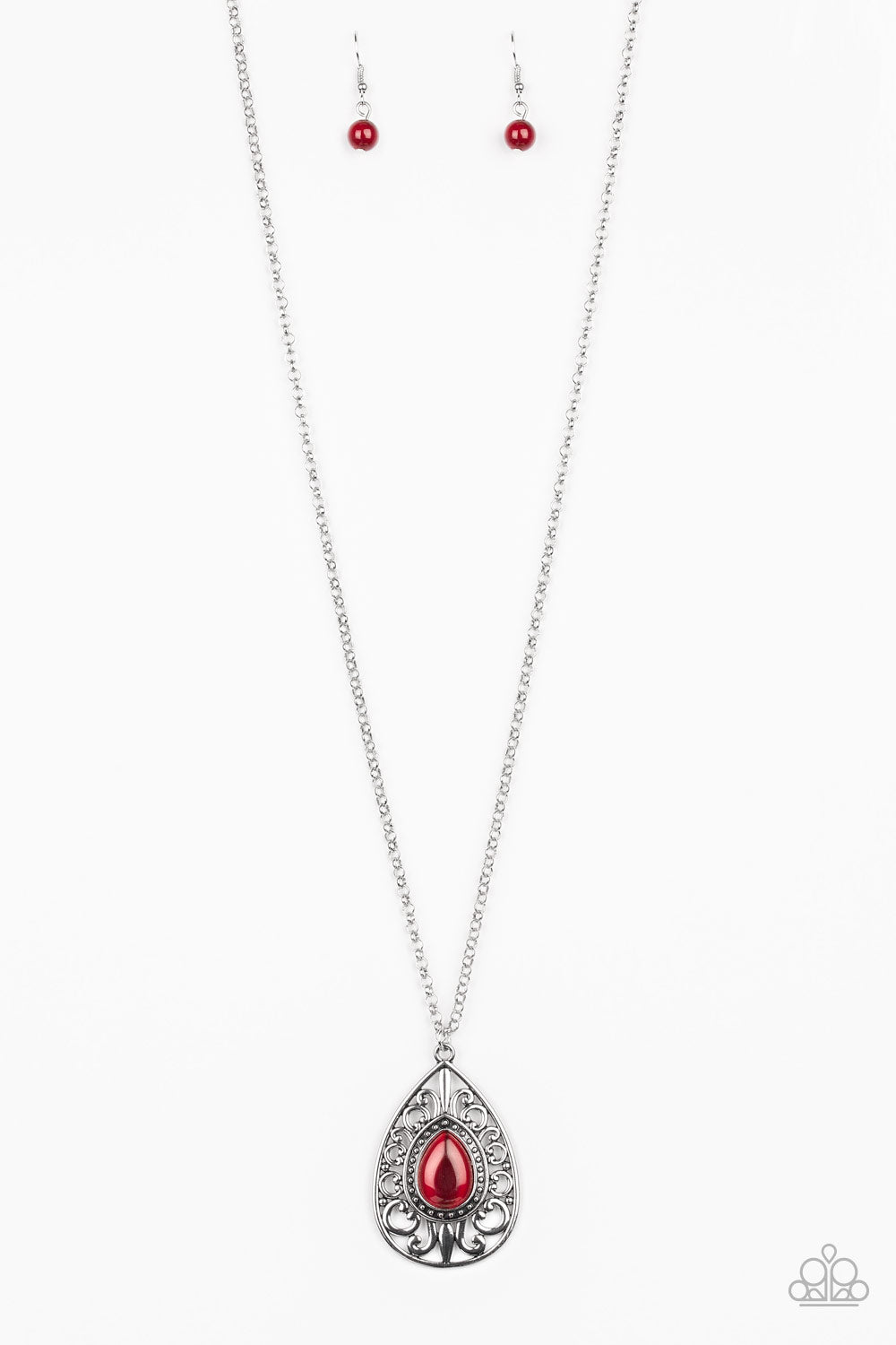 Modern Majesty - Red Moonstone Necklace Paparazzi Accessories