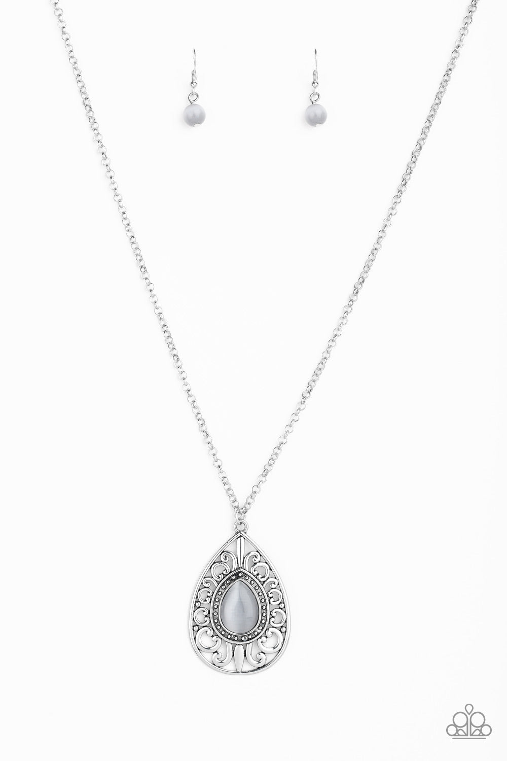 Modern Majesty Silver Moonstone Necklace Paparazzi Accessories