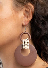 Load image into Gallery viewer, Beach Day Drama - Brown Wooden Earrings Paparazzi Accessories