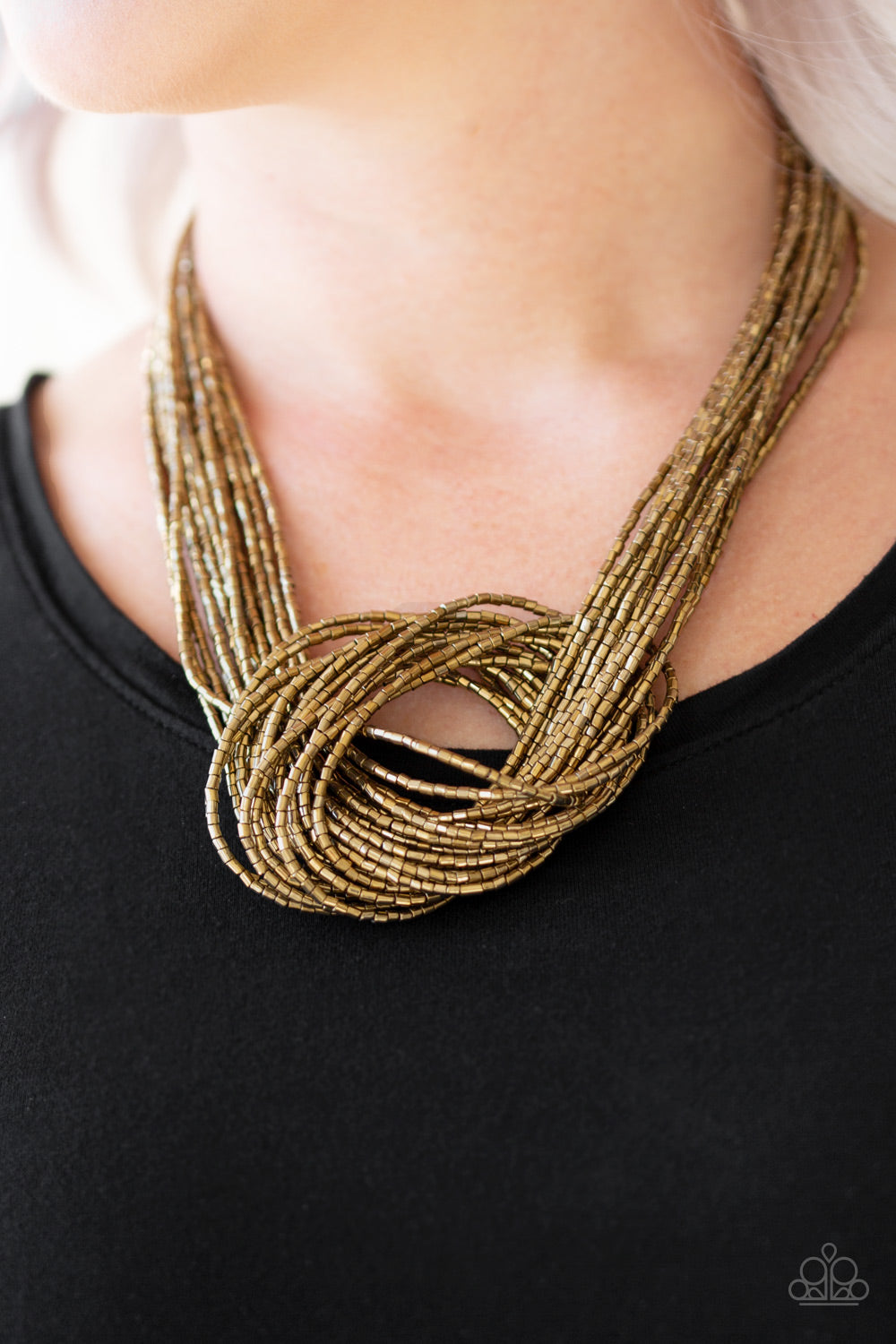 Knotted Knockout Brass Seed Bead Necklace Paparazzi Accessories
