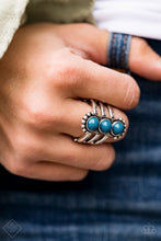 Load image into Gallery viewer, Rio Trio Blue Ring Paparazzi Accessories