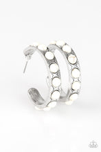 Load image into Gallery viewer, Western Watering Hole White Hoop Earrings Paparazzi Accessories