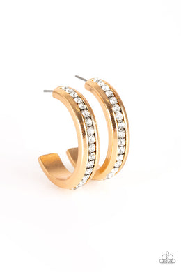 5th Avenue Fashionista Gold Hoop Rhinestone Earrings Paparazzi Accessories