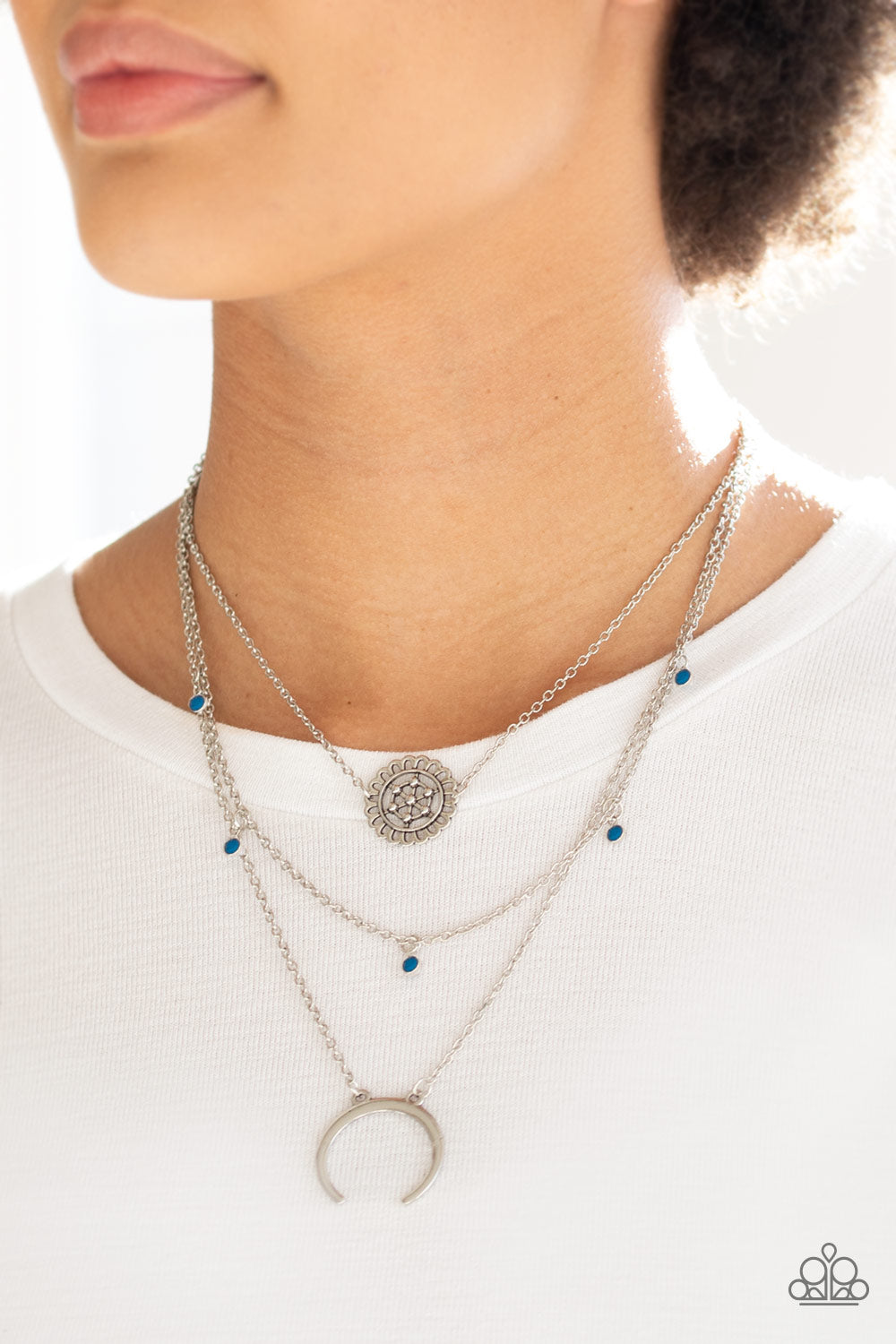 Lunar Lotus - Blue Necklace Paparazzi Accessories