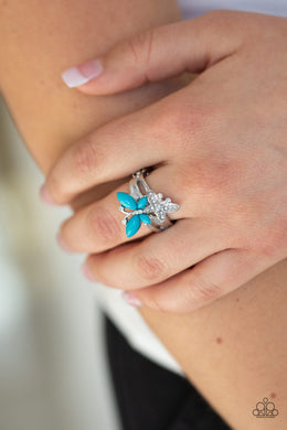 Flutter Flirt Blue Ring Paparazzi Accessories
