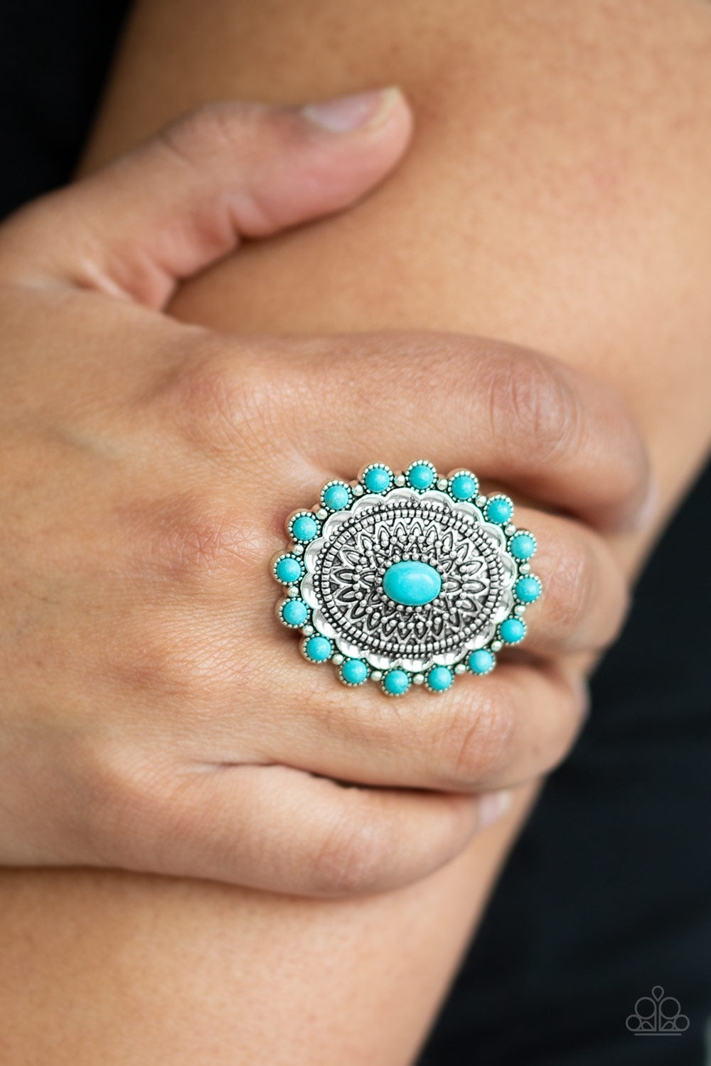 Mesa Mandala Blue Ring Paparazzi Accessories
