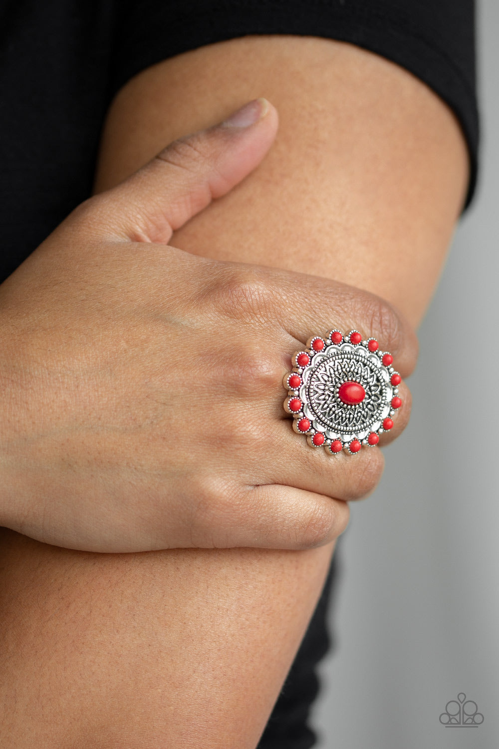 Mesa Mandala Red Stone Ring Paparazzi Accessories