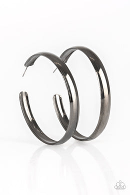 A Double Feature Black Gunmetal Hoop Earring Paparazzi Accessories