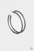 Load image into Gallery viewer, Double or Nothing Black Gunmetal Hoop Earring Paparazzi Accessories