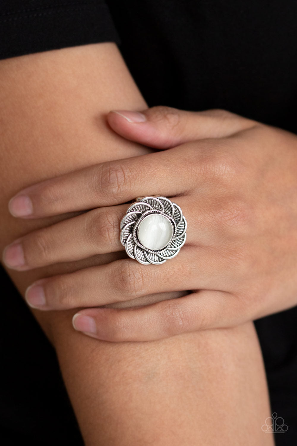 Gardenia Glow White Moonstone Ring Paparazzi Accessories